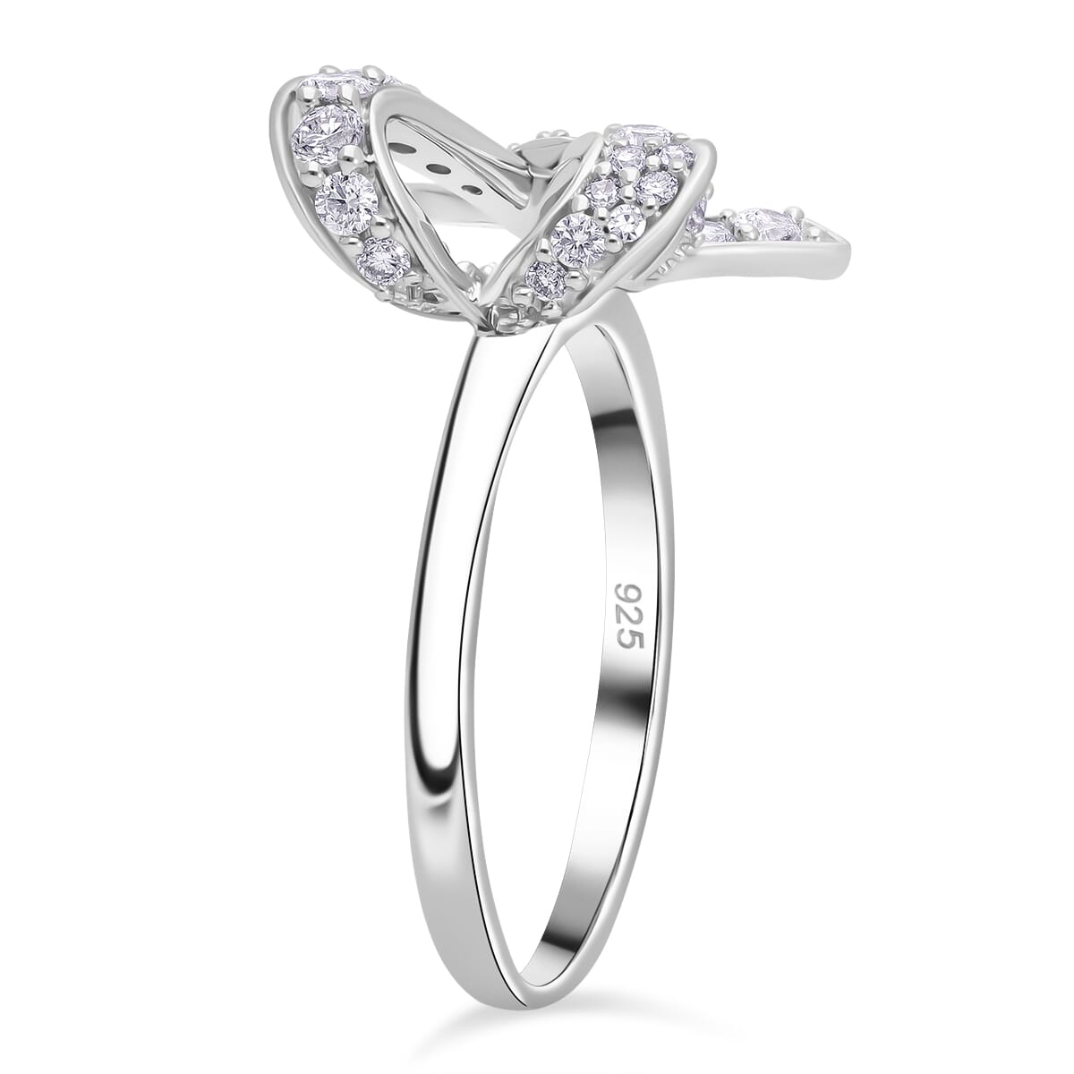 Luxuriant Lab Grown Diamond G-H SI 0.80 ctw Love Knot Ring in Platinum Over Sterling Silver (Size 8.0) image number 2