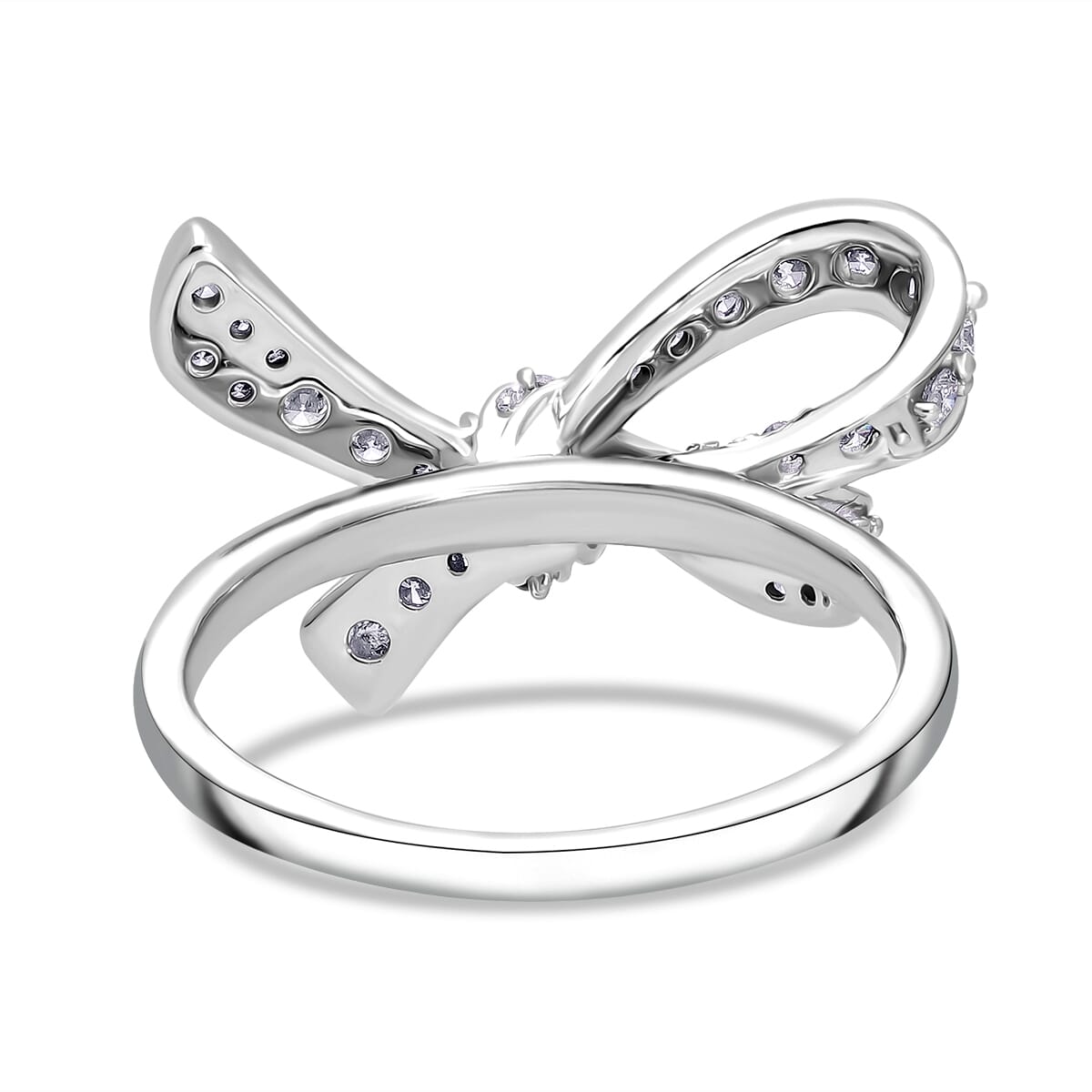 Luxuriant Lab Grown Diamond G-H SI 0.80 ctw Love Knot Ring in Platinum Over Sterling Silver (Size 8.0) image number 3