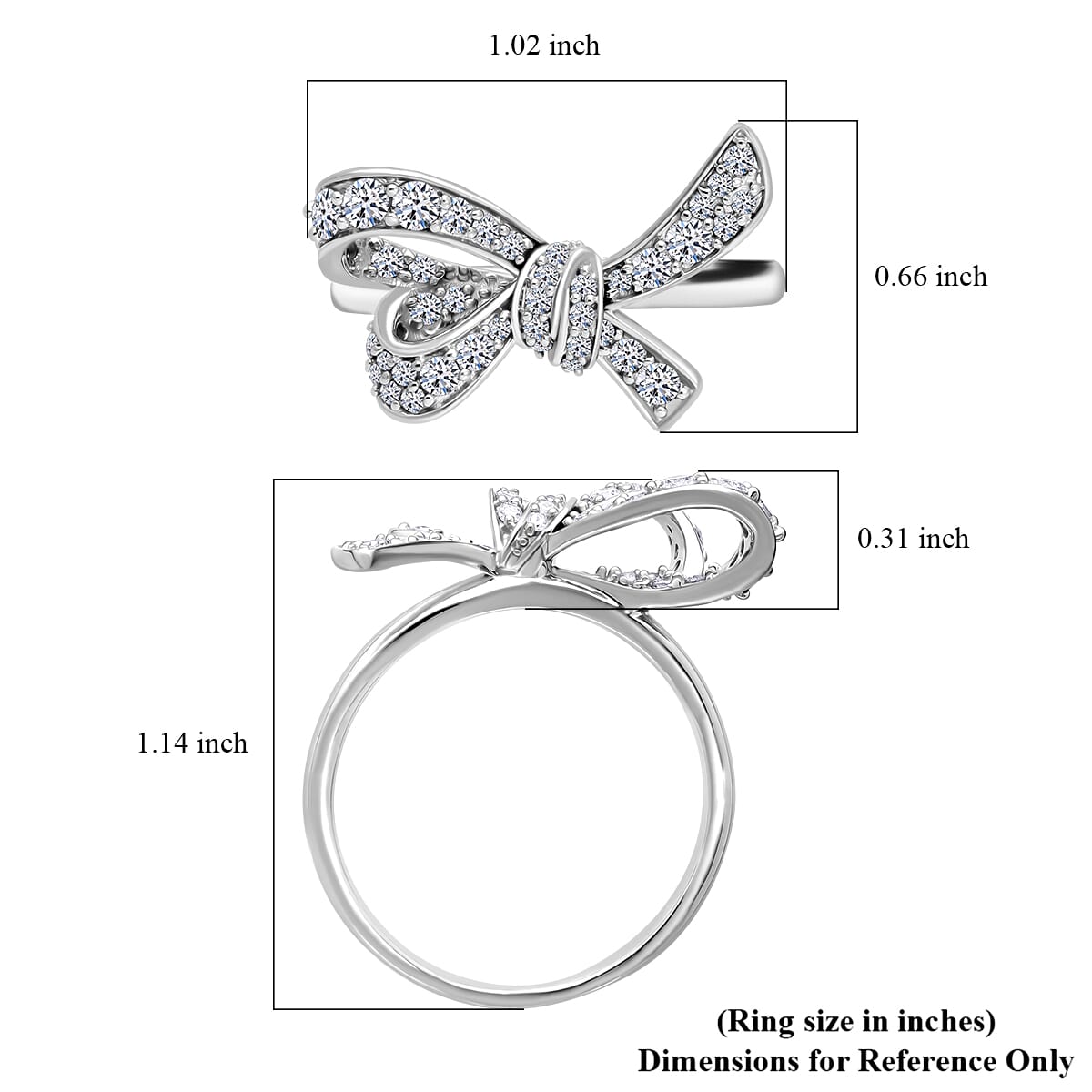 Luxuriant Lab Grown Diamond G-H SI 0.80 ctw Love Knot Ring in Platinum Over Sterling Silver (Size 8.0) image number 4