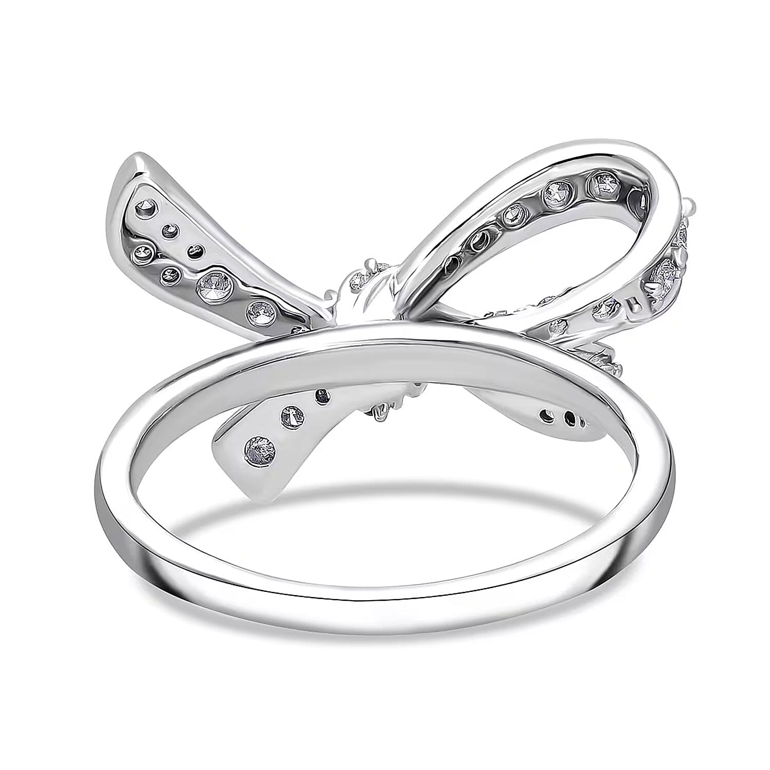 Luxuriant Lab Grown Diamond G-H SI 0.80 ctw Love Knot Ring in Platinum Over Sterling Silver (Size 8.0)