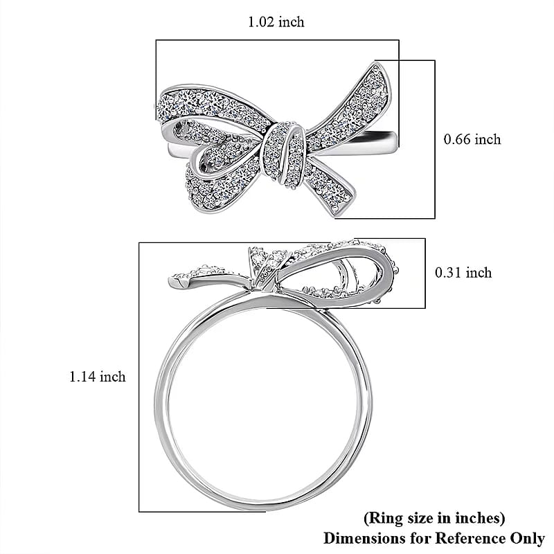Luxuriant Lab Grown Diamond G-H SI 0.80 ctw Love Knot Ring in Platinum Over Sterling Silver (Size 9.0)
