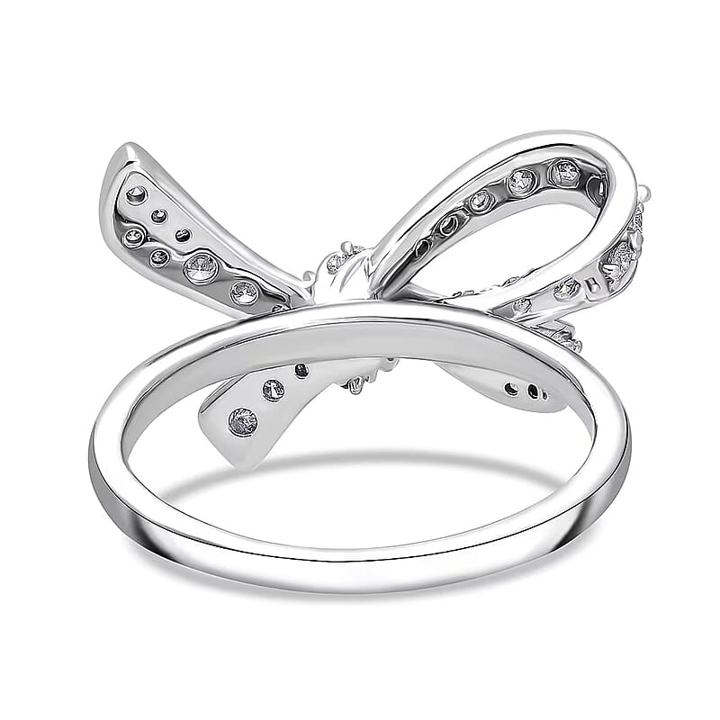 Luxuriant Lab Grown Diamond G-H SI 0.80 ctw Love Knot Ring in Platinum Over Sterling Silver (Size 9.0)