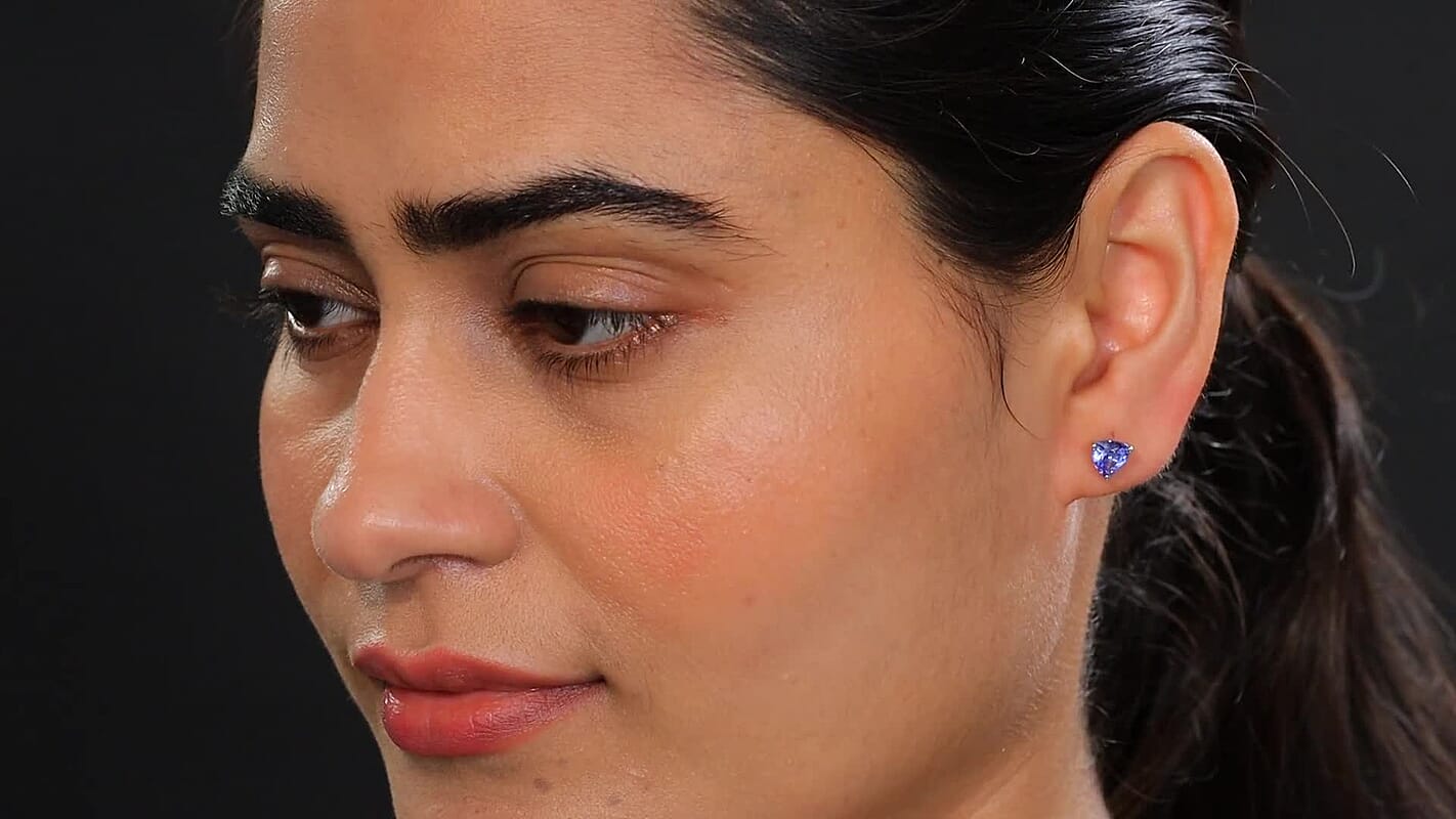 Luxoro 10K White Gold Premium Tanzanite Solitaire Stud Earrings 2.00 ctw