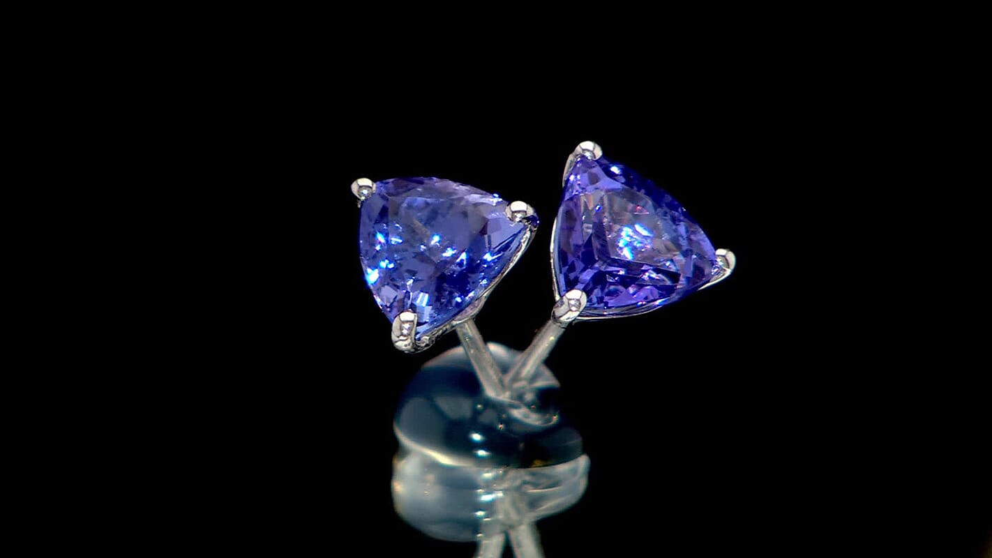 Luxoro 10K White Gold Premium Tanzanite Solitaire Stud Earrings 2.00 ctw