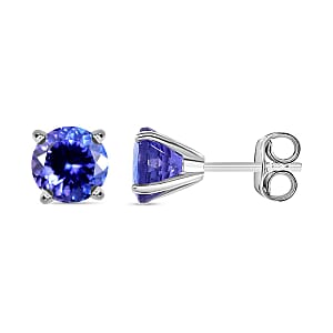 Luxoro Premium Tanzanite 1.85 ctw Solitaire Stud Earrings in 10K White Gold