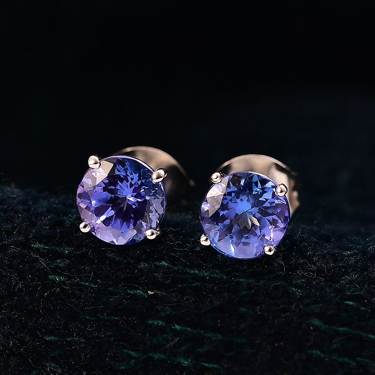 Luxoro Premium Tanzanite 1.85 ctw Solitaire Stud Earrings in 10K White Gold image number 1