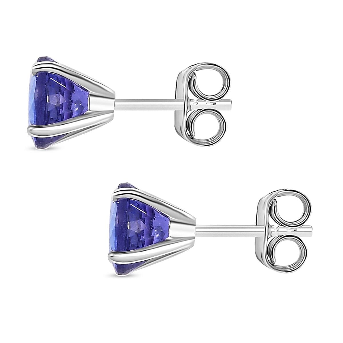 Luxoro Premium Tanzanite 1.85 ctw Solitaire Stud Earrings in 10K White Gold image number 3