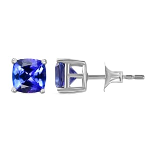 Luxoro Premium Tanzanite 2.00 ctw Solitaire Stud Earrings in 10K White Gold
