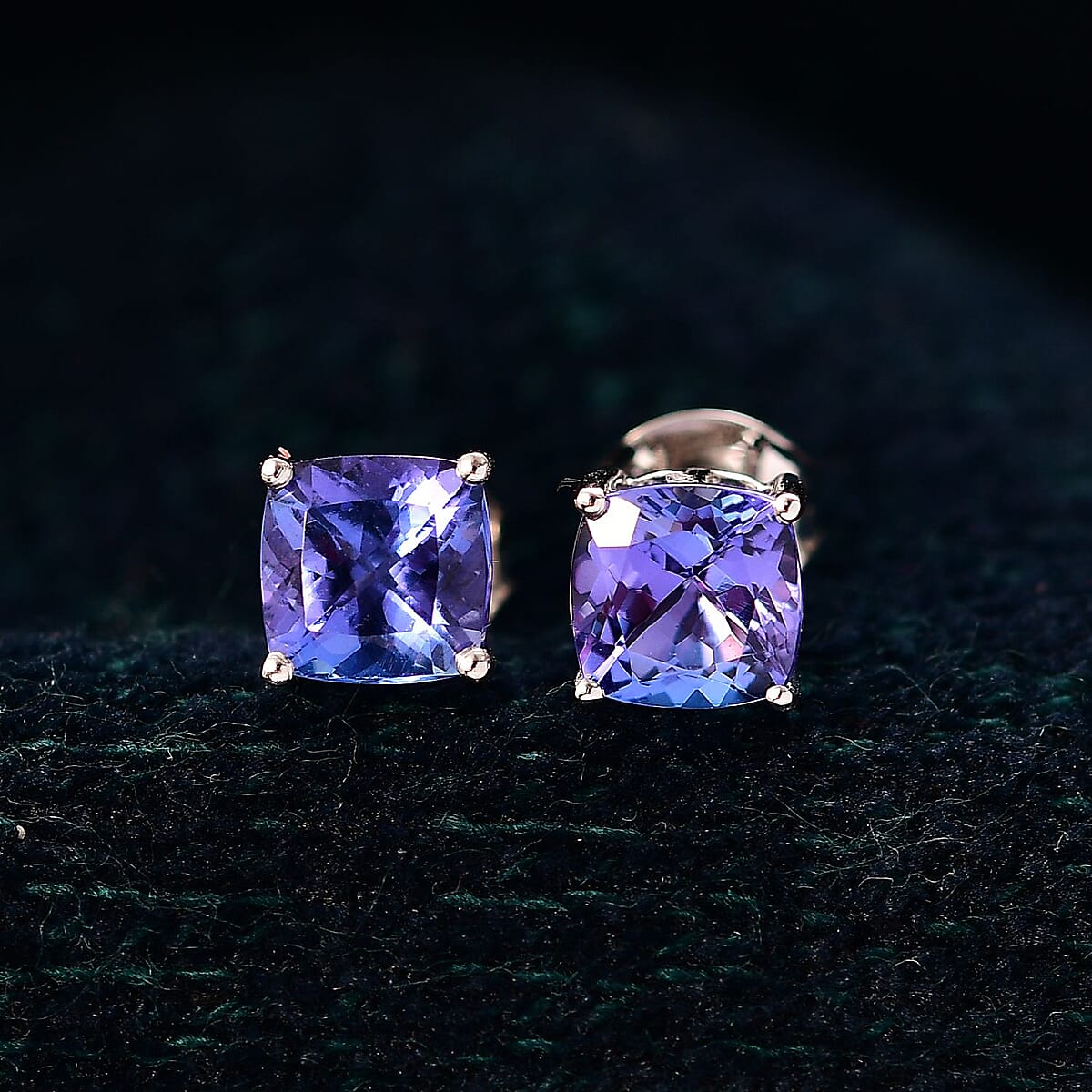 Luxoro Premium Tanzanite 2.00 ctw Solitaire Stud Earrings in 10K White Gold image number 1