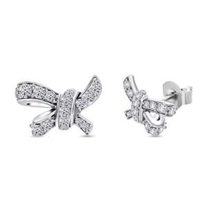 Luxuriant Lab Grown Diamond G-H SI 0.50 ctw Love Knot Earrings in Platinum Over Sterling Silver
