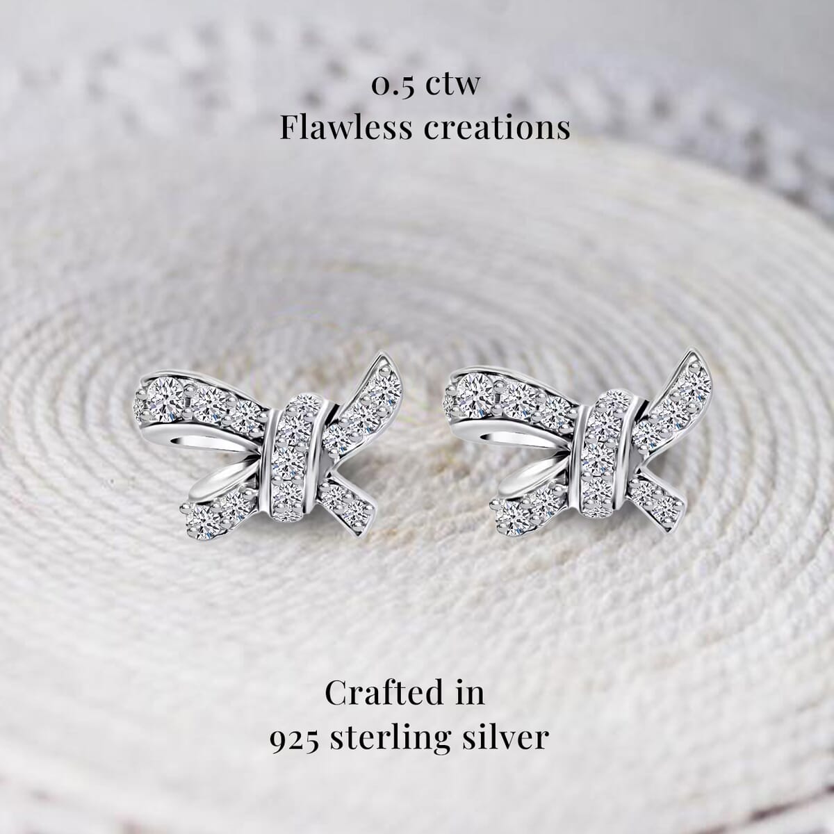 Luxuriant Lab Grown Diamond G-H SI 0.50 ctw Love Knot Earrings in Platinum Over Sterling Silver image number 2