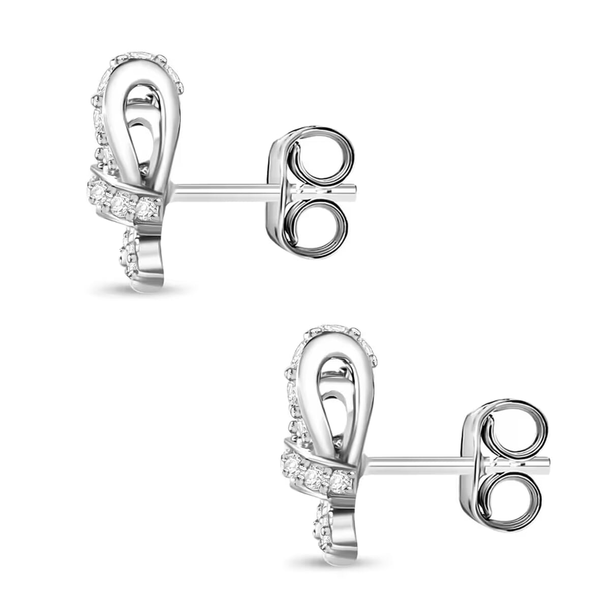 Luxuriant Lab Grown Diamond G-H SI 0.50 ctw Love Knot Earrings in Platinum Over Sterling Silver image number 9