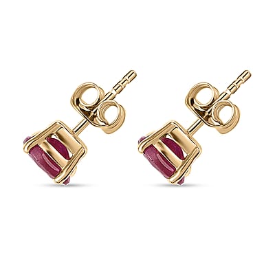 Luxoro AAA Montepuez Ruby 1.60 ctw Solitaire Stud Earrings in 10K Yellow Gold