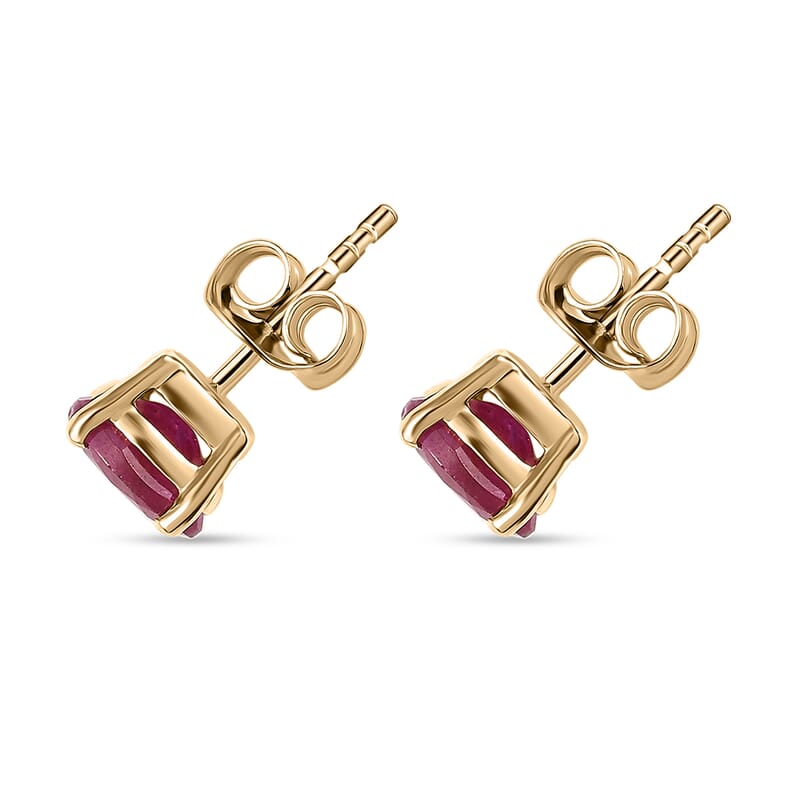 Luxoro AAA Montepuez Ruby 1.60 ctw Solitaire Stud Earrings in 10K Yellow Gold