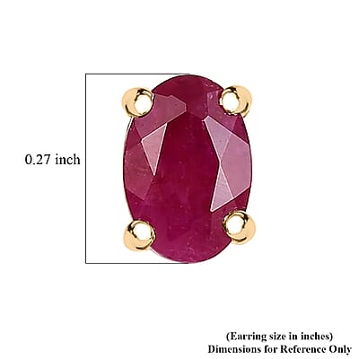 Luxoro AAA Montepuez Ruby 1.60 ctw Solitaire Stud Earrings in 10K Yellow Gold