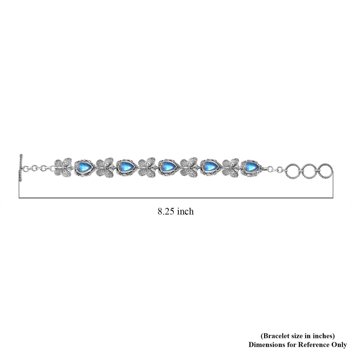 Indian Artisan Crafted Premium Rainbow Moonstone 10.10 ctw Mystic Butterfly Bracelet Sterling Silver (6.50-8.0In) image number 4
