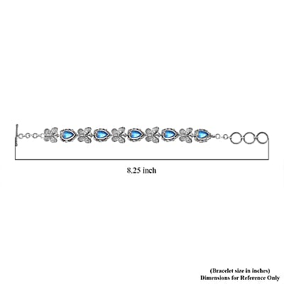 D'Joy Indian Artisan Crafted Premium Rainbow Moonstone 10.10 ctw Mystic Butterfly Bracelet Sterling Silver (6.50-8.0In)