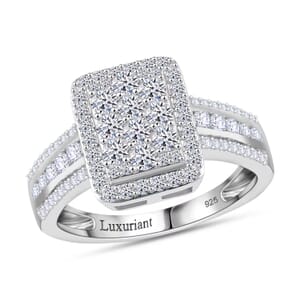 Luxuriant Lab Grown Diamond G-H, SI 1.00 ctw Art Deco Ring in Rhodium Over Sterling Silver (Size 10.0)