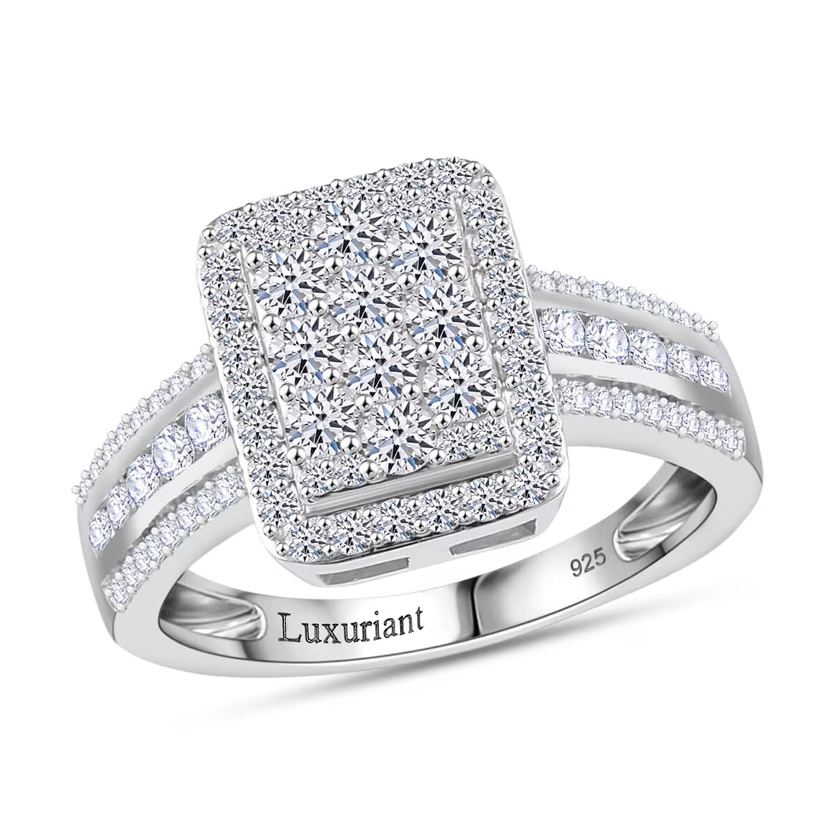 Luxuriant Lab Grown Diamond G-H, SI 1.00 ctw Art Deco Ring in Rhodium Over Sterling Silver (Size 6.0) image number 0