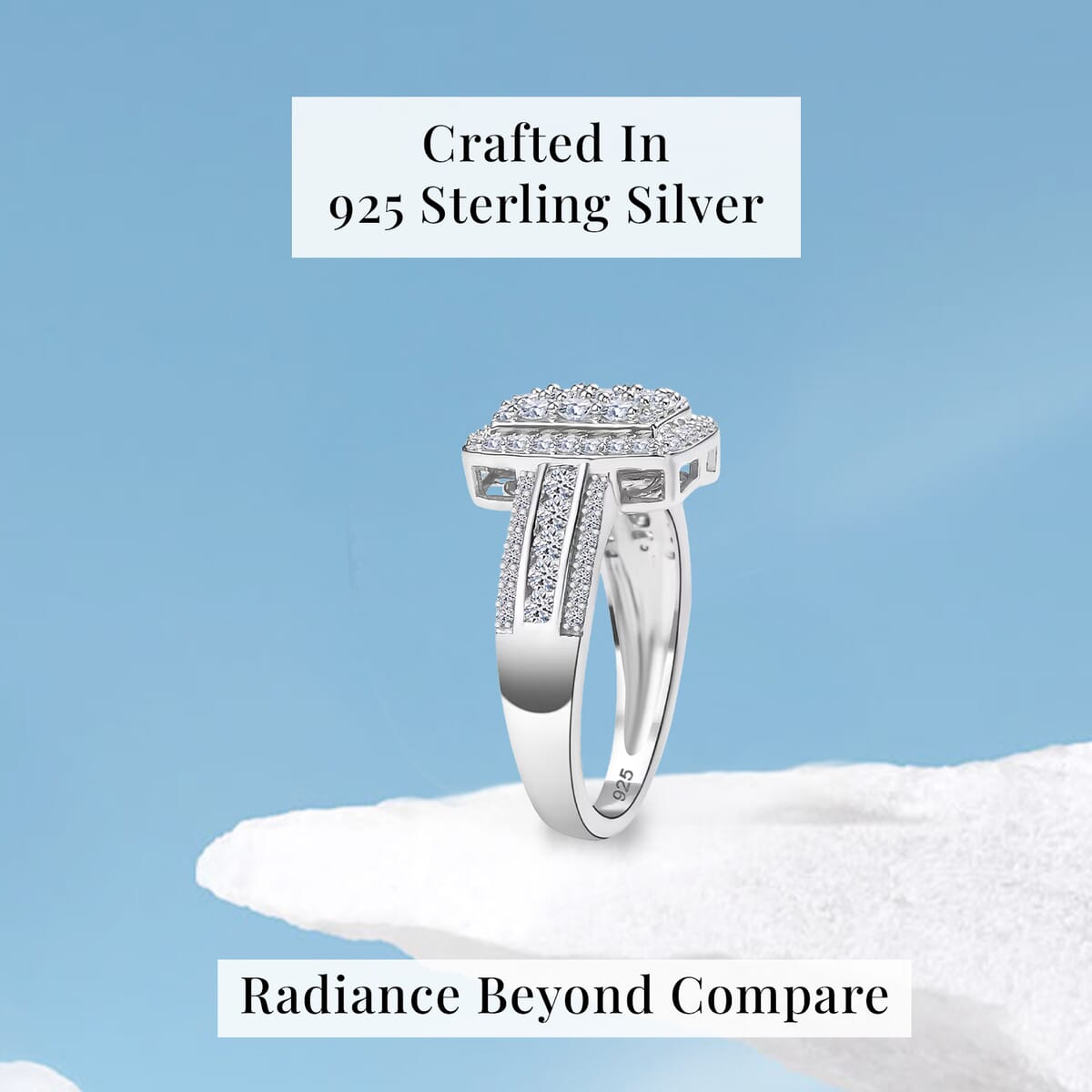Luxuriant Lab Grown Diamond G-H, SI 1.00 ctw Art Deco Ring in Rhodium Over Sterling Silver (Size 6.0) image number 2