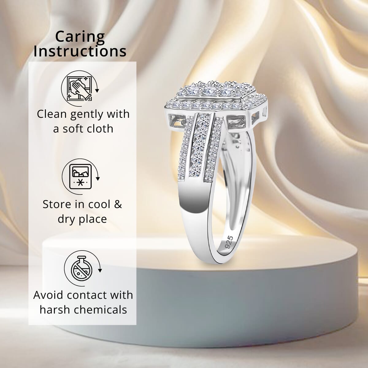 Luxuriant Lab Grown Diamond G-H, SI 1.00 ctw Art Deco Ring in Rhodium Over Sterling Silver (Size 6.0) image number 6