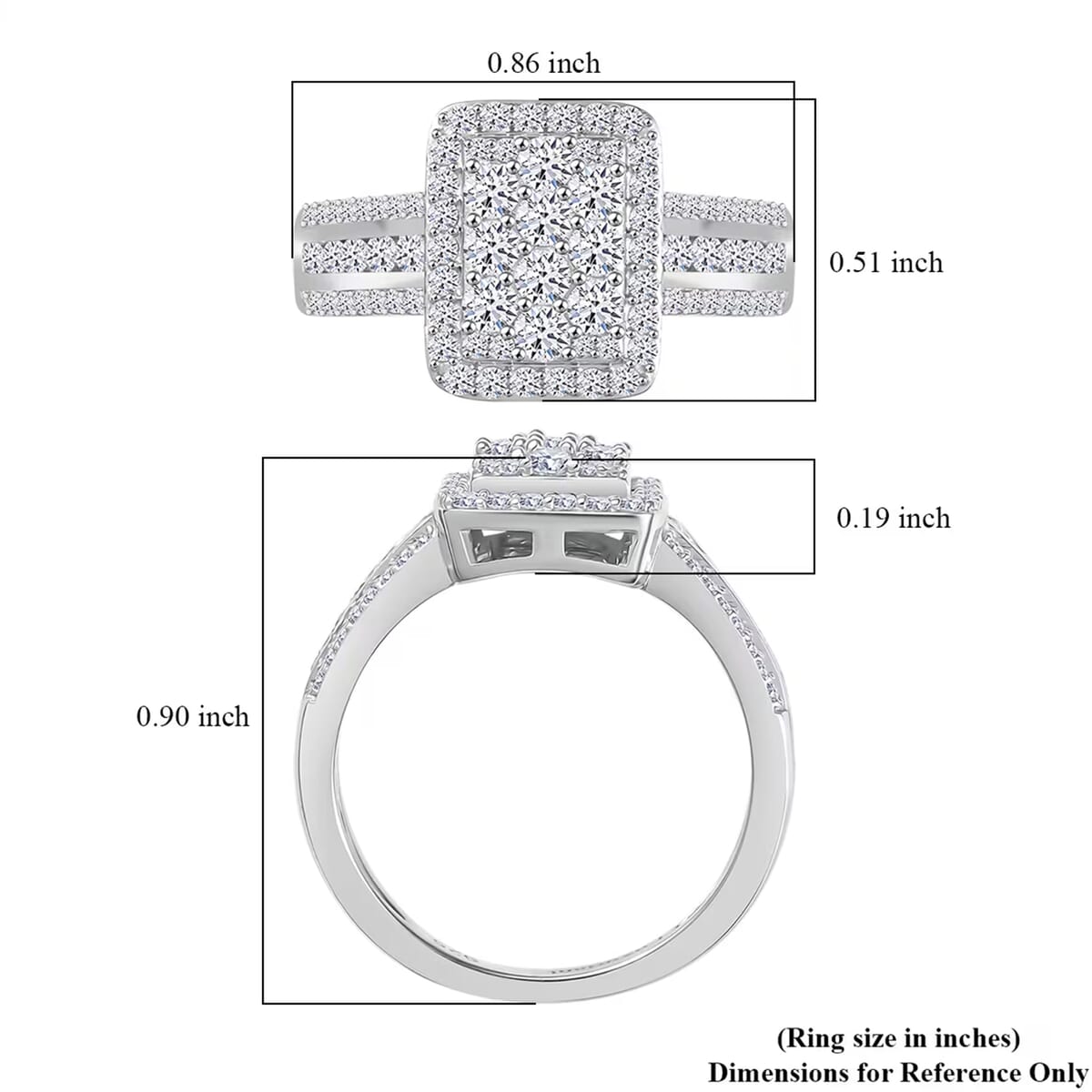 Luxuriant Lab Grown Diamond G-H, SI 1.00 ctw Art Deco Ring in Rhodium Over Sterling Silver (Size 6.0) image number 7