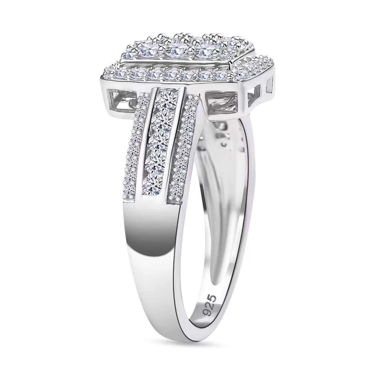 Luxuriant Lab Grown Diamond G-H, SI 1.00 ctw Art Deco Ring in Rhodium Over Sterling Silver (Size 6.0) image number 8