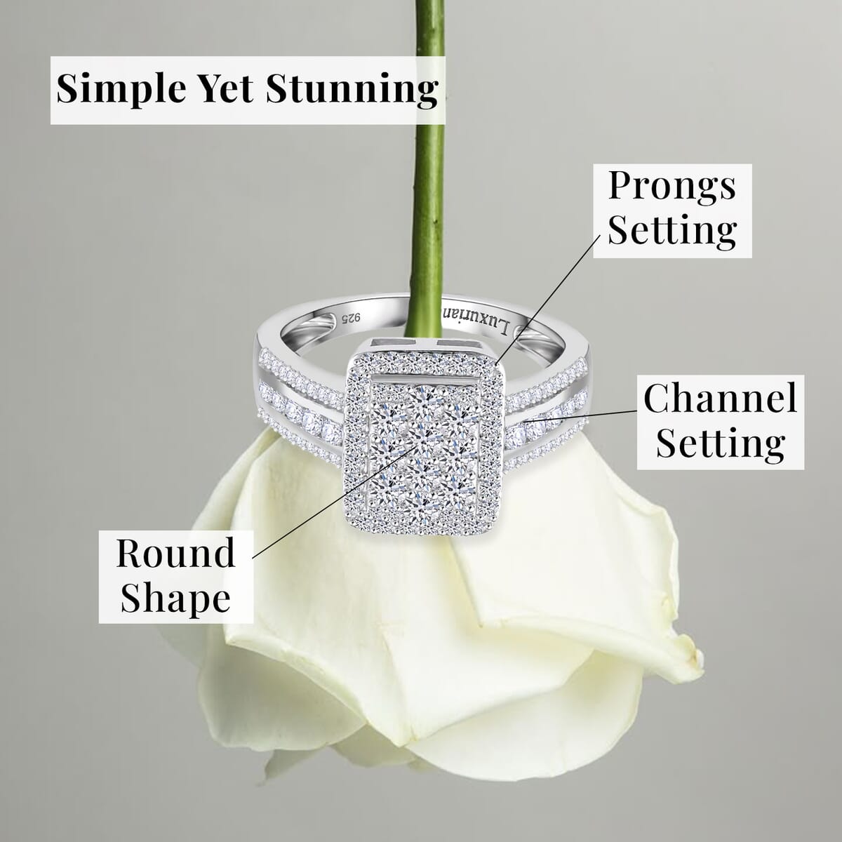Luxuriant Lab Grown Diamond G-H, SI 1.00 ctw Art Deco Ring in Rhodium Over Sterling Silver (Size 9.0) image number 5