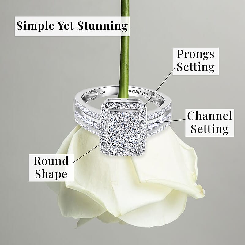 Luxuriant Lab Grown Diamond G-H, SI 1.00 ctw Art Deco Ring in Rhodium Over Sterling Silver (Size 9.0)