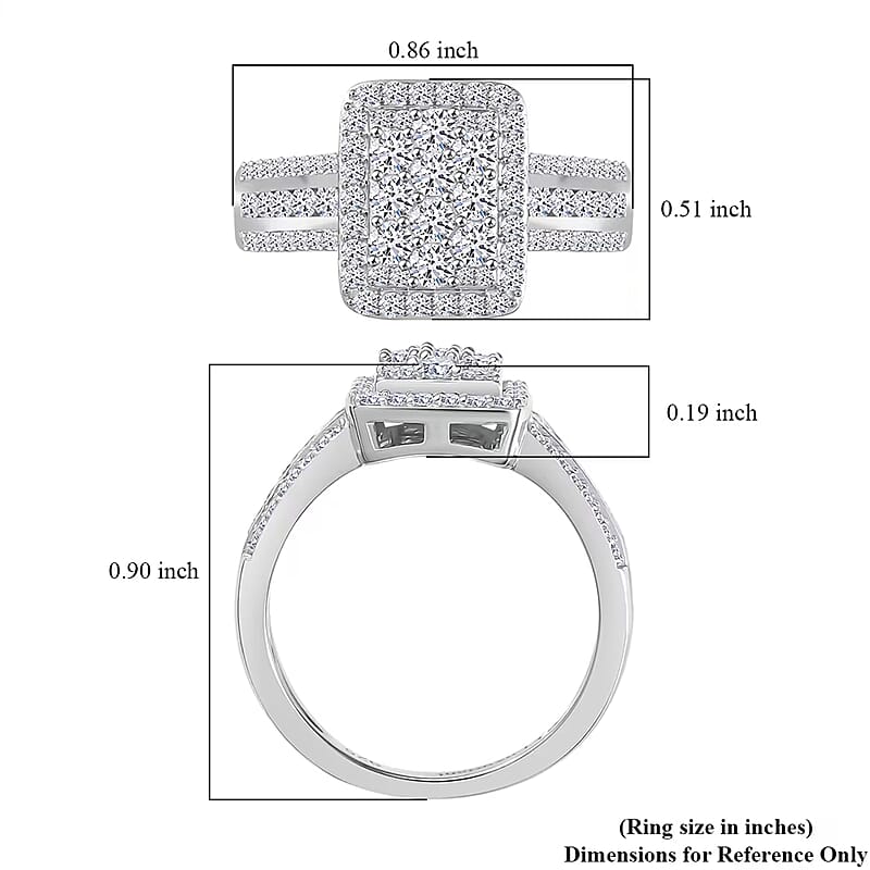 Luxuriant Lab Grown Diamond G-H, SI 1.00 ctw Art Deco Ring in Rhodium Over Sterling Silver (Size 9.0)