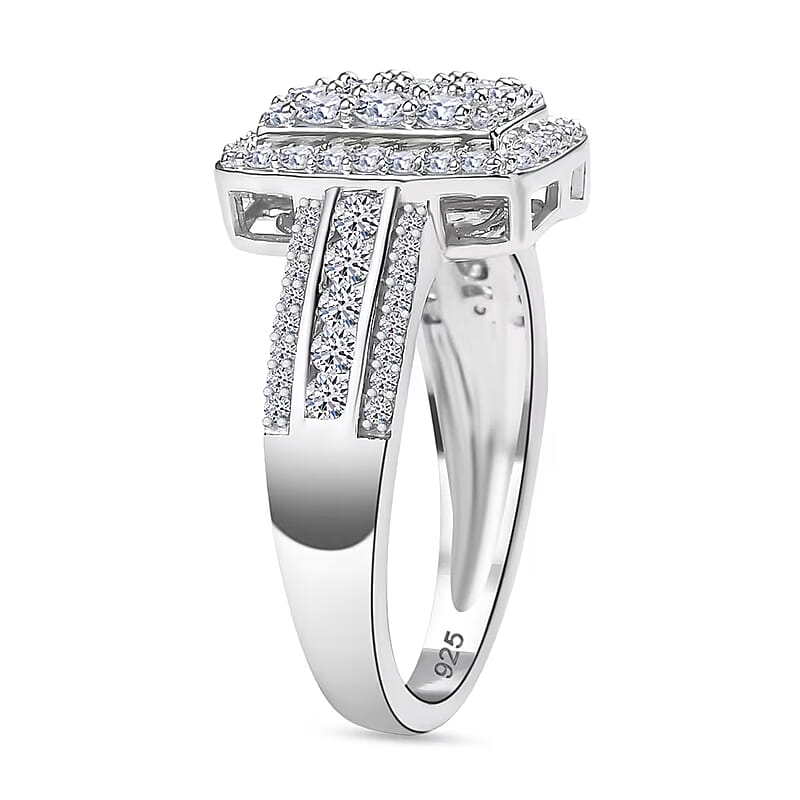 Luxuriant Lab Grown Diamond G-H, SI 1.00 ctw Art Deco Ring in Rhodium Over Sterling Silver (Size 9.0)