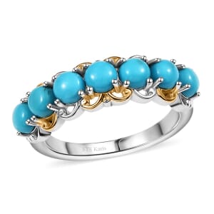 Karis Premium Sleeping Beauty Turquoise 2.00 ctw 7 Stone Ring in 18K YG Plated and Platinum Bond (Size  5.0)