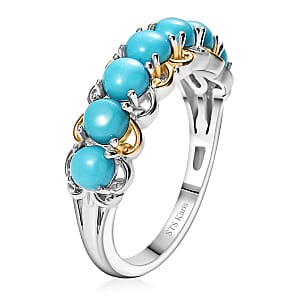 Karis Premium Sleeping Beauty Turquoise 2.00 ctw 7 Stone Ring in 18K YG Plated and Platinum Bond (Size 7.0)