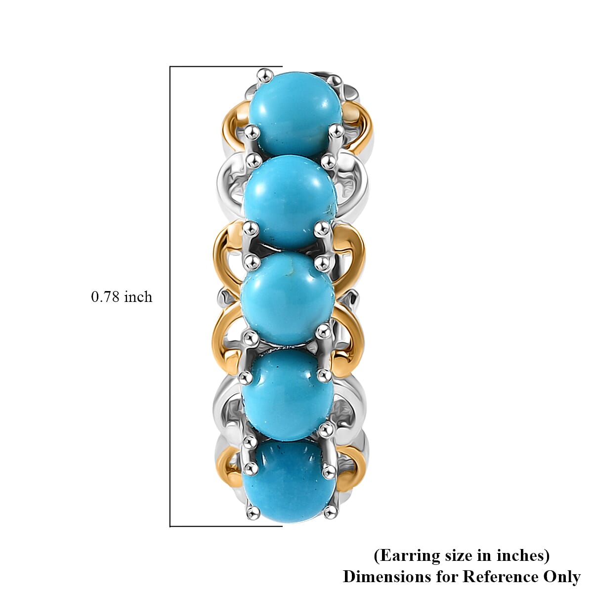 Karis Premium Sleeping Beauty Turquoise 2.86 ctw Hoop Earrings in 14K YG Plated and Platinum Bond image number 4