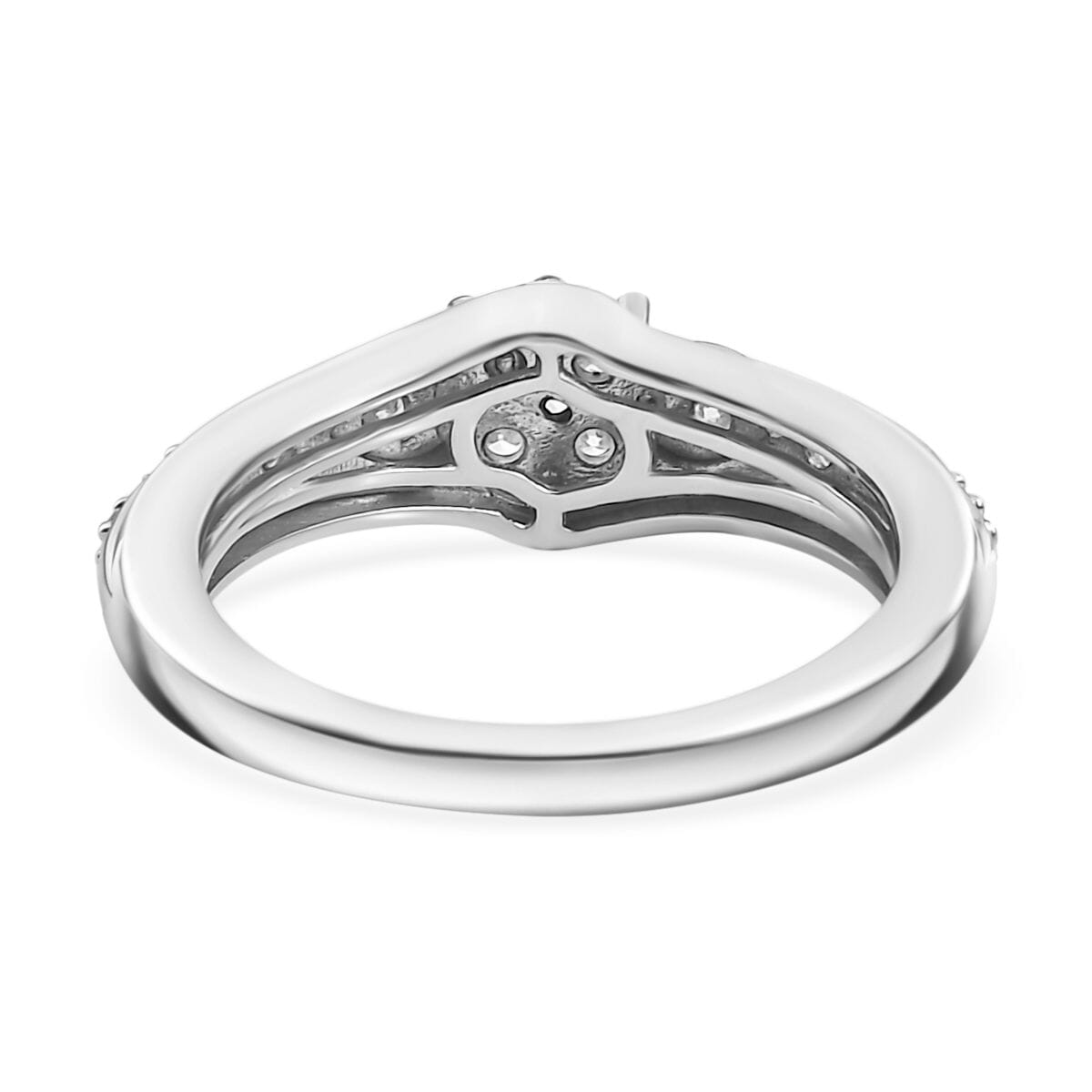 Luxuriant Lab Grown Diamond G-H SI 0.50 ctw Floral Ring in Rhodium Over Sterling Silver (Size 10.0) image number 4