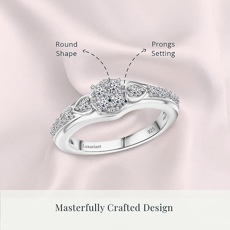 Luxuriant Lab Grown Diamond G-H SI 0.50 ctw Floral Ring in Rhodium Over Sterling Silver (Size 10.0)