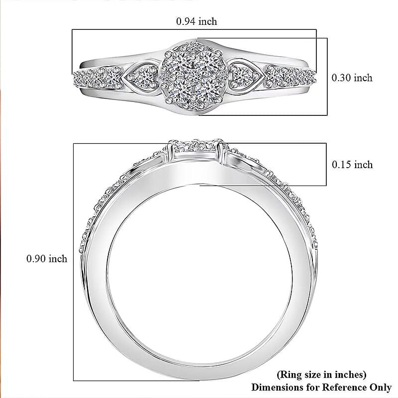 Luxuriant Lab Grown Diamond G-H SI 0.50 ctw Floral Ring in Rhodium Over Sterling Silver (Size 10.0)