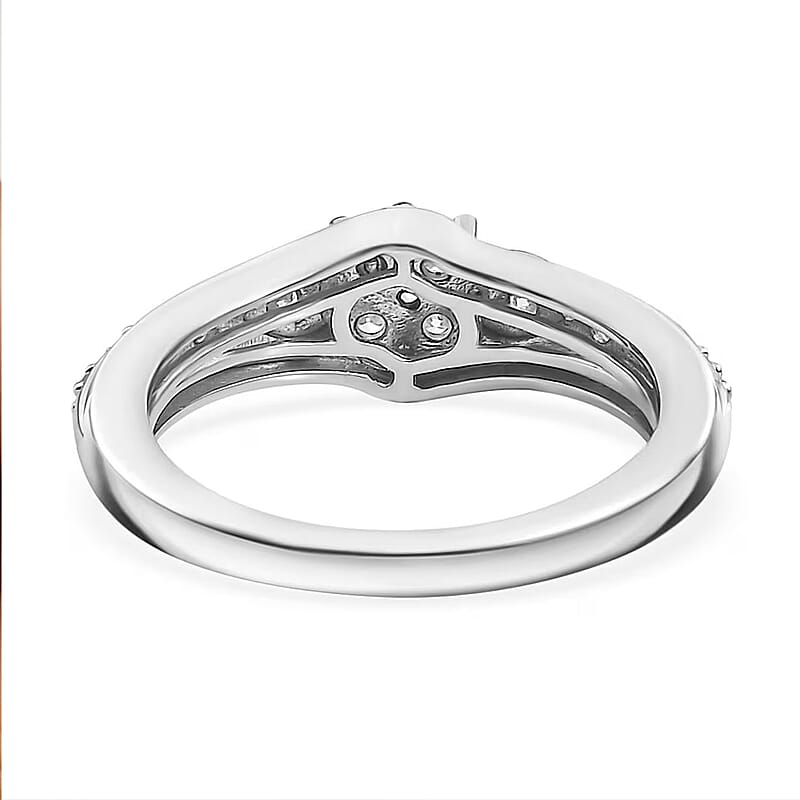 Luxuriant Lab Grown Diamond G-H SI 0.50 ctw Floral Ring in Rhodium Over Sterling Silver (Size 10.0)