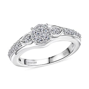 Luxuriant Lab Grown Diamond G-H SI 0.50 ctw Floral Ring in Rhodium Over Sterling Silver (Size 5.0)