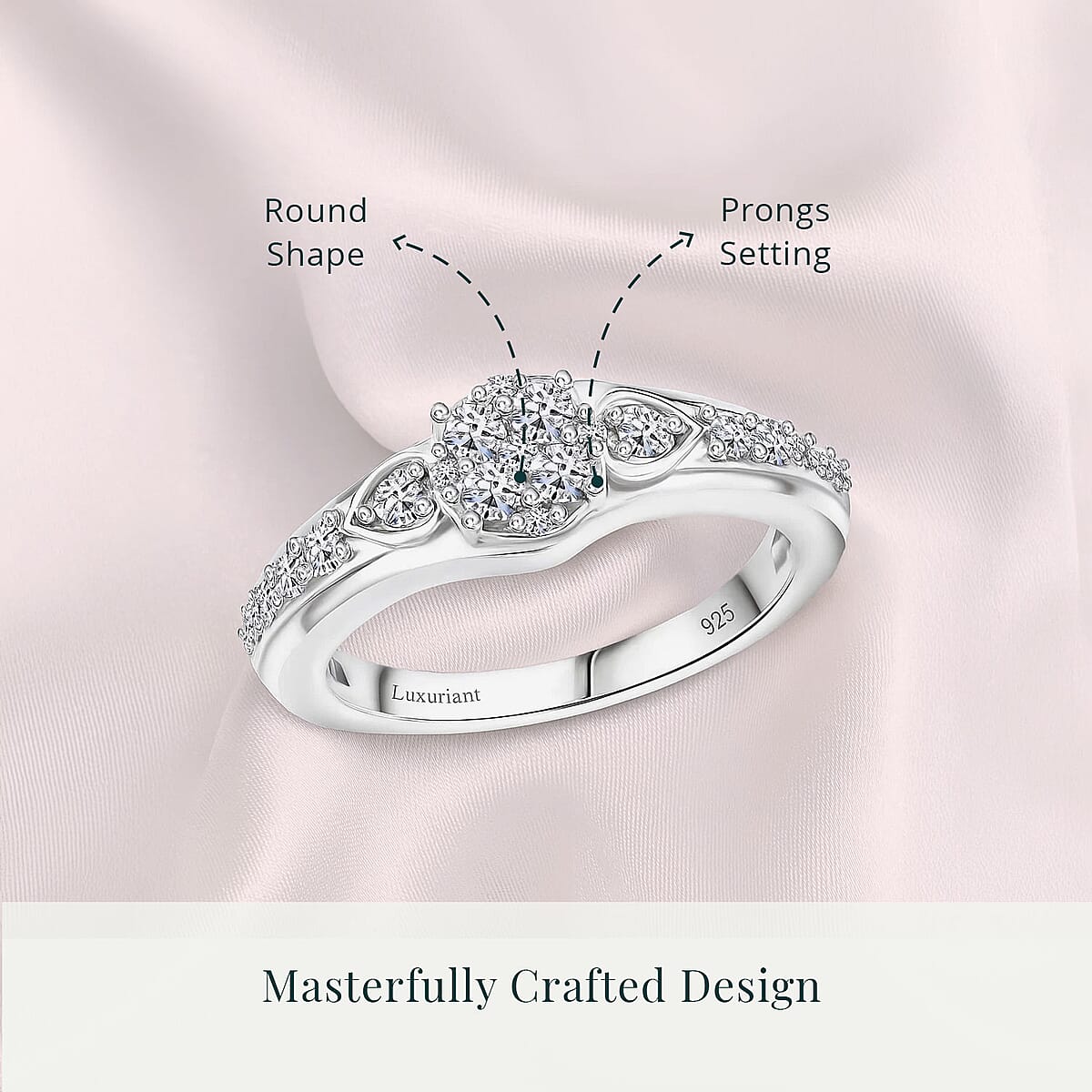 Luxuriant Lab Grown Diamond G-H SI 0.50 ctw Floral Ring in Rhodium Over Sterling Silver (Size 5.0) image number 4
