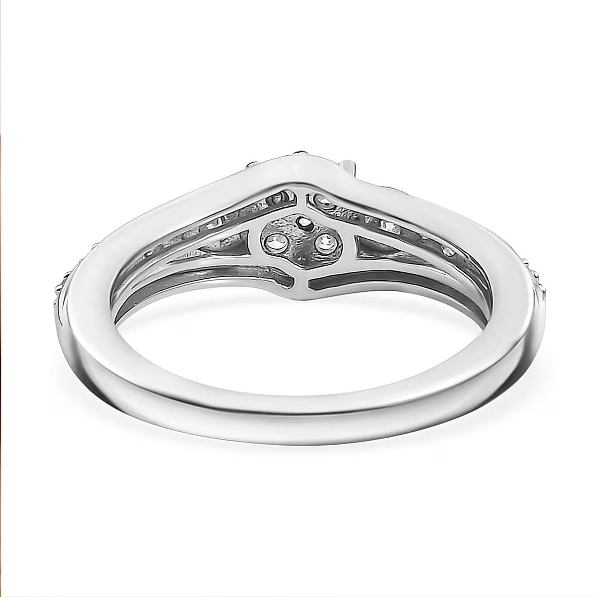 Luxuriant Lab Grown Diamond G-H SI 0.50 ctw Floral Ring in Rhodium Over Sterling Silver (Size 5.0) image number 7