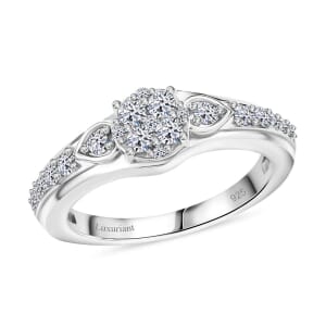 Luxuriant Lab Grown Diamond G-H SI 0.50 ctw Floral Ring in Rhodium Over Sterling Silver (Size 9.0)