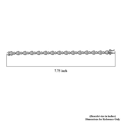 GP Amore Collection White Zircon 3.90 ctw Heart Bracelet in Rhodium Over Sterling Silver (7.25 In)