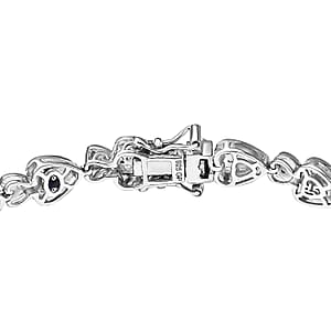 GP Amore Collection White Zircon 3.65 ctw Heart Bracelet in Rhodium Over Sterling Silver (6.50 In)