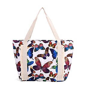 Multi Color Butterfly Print Pattern Large Size Tote Bag