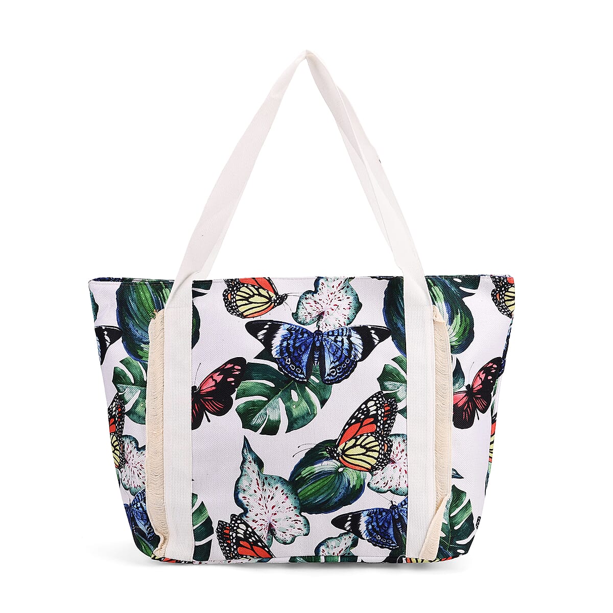 Multi Color Leaves Print Pattern Large Size Tote Bag image number 0