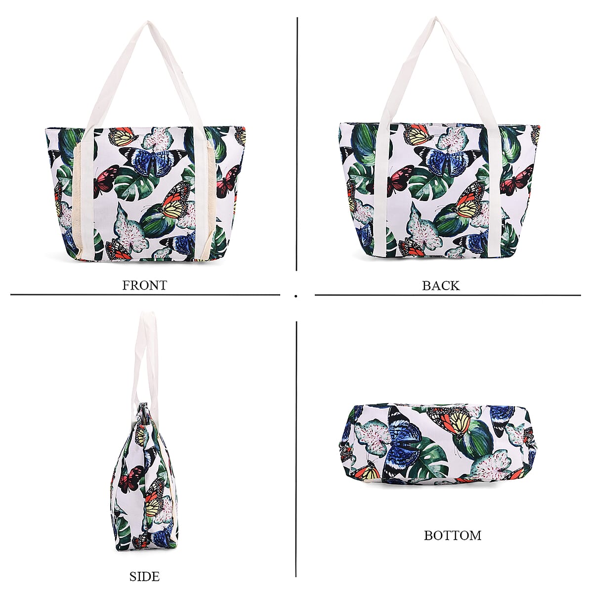 Multi Color Leaves Print Pattern Large Size Tote Bag image number 3