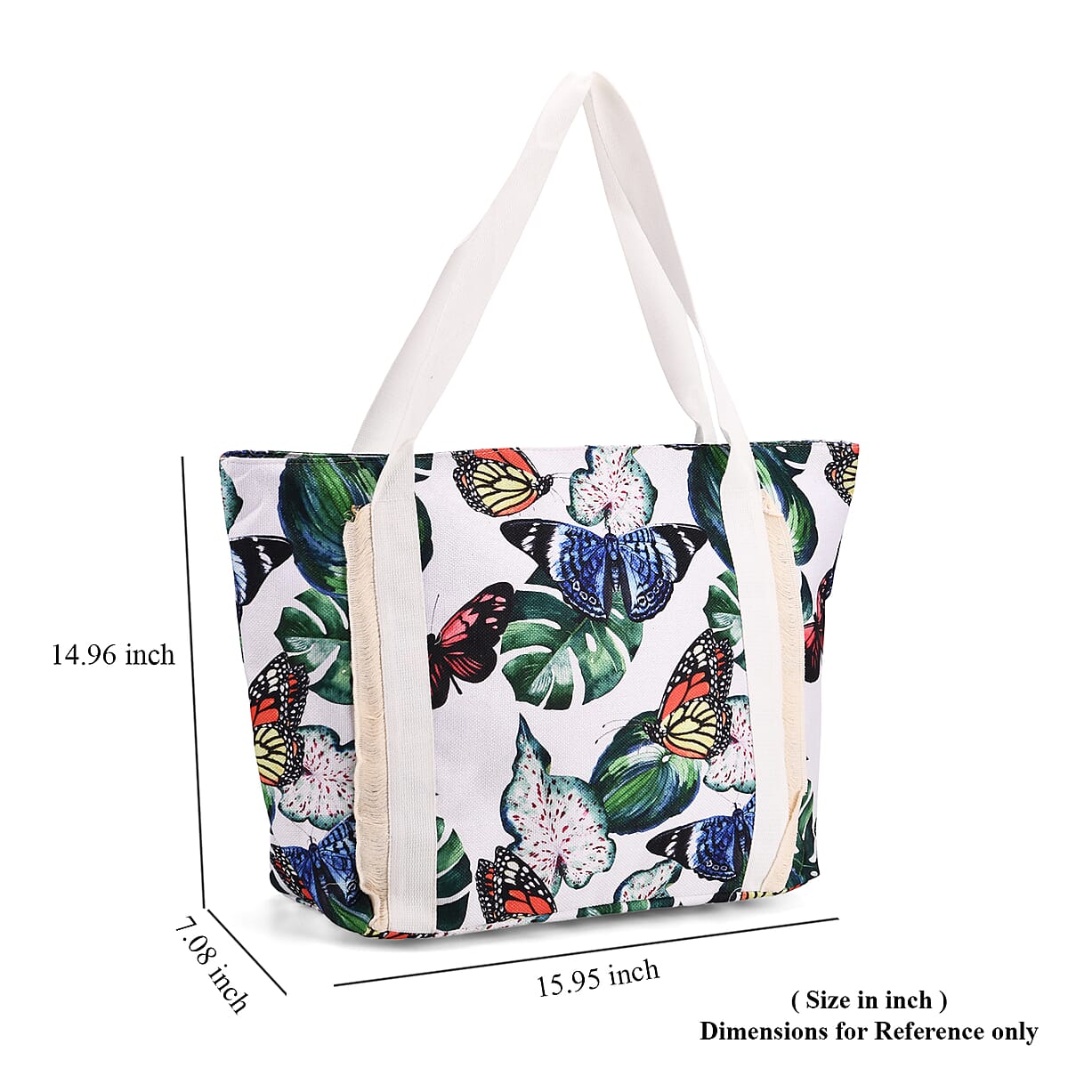 Multi Color Leaves Print Pattern Large Size Tote Bag image number 6