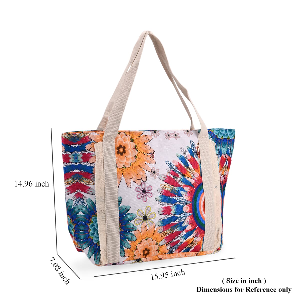 Multi Color Sunflower Print Pattern Large Size Tote Bag image number 6