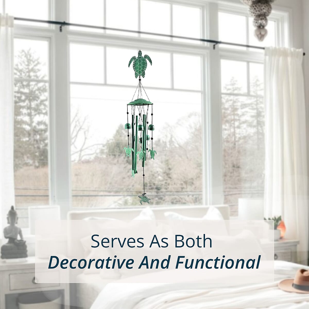 VP Home Turtle Metal Wind Chime - Green (5"x5"x36") image number 4